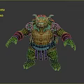 Game Movie Character Green Turtle Warrior With Muscular Build Spiked Shell And Armored Wristbands