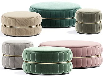 Light Luxury Sofa Stool Round Fleece Sofa Stool 3d model