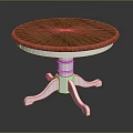 Round Dining Table With Wooden Tabletop And White Central Pedestal Curved Feet