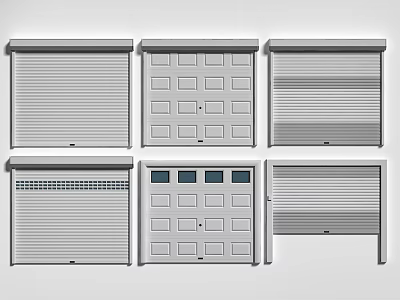 Different Garage Door Styles Including Roller Panel And Sectional Designs 3d model