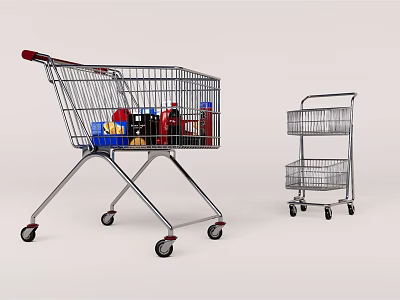 Public Retail Shopping Cart and Trolley Cart Facility With Storage Layers 3d model