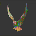 Golden Eagle Statue With Spread Wings And Detailed Feather Design 3d model