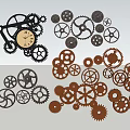 Black And Red Gear Wall Decor With Clock And Decorative Gear Designs 3d model