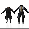 Men Wearing Black And Dark Blue Long Coats With Different Innerwear And Footwear