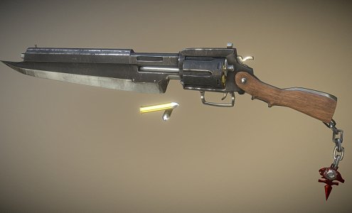 Steampunk Knife Revolver 3d model