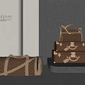 Luxury Designer Luggage Collection With Stacked Patterned Suitcases And Duffel Bag