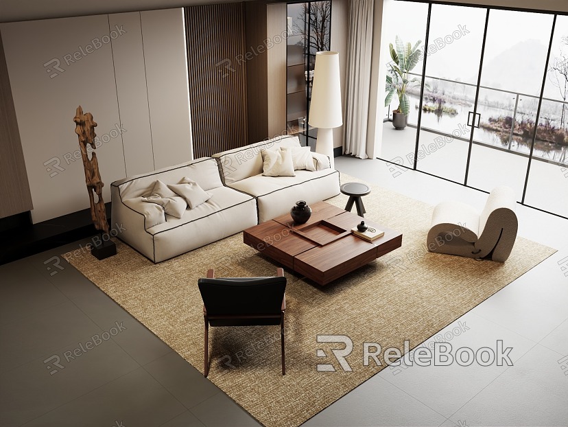 Modern sofa coffee table combination model