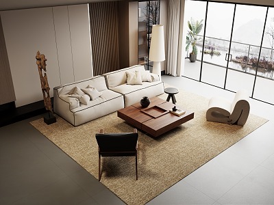 Modern sofa coffee table combination model