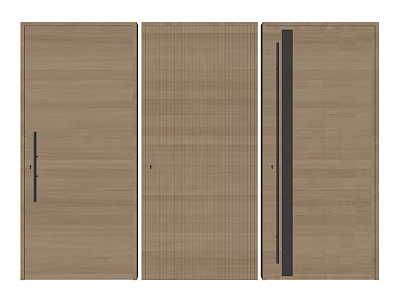 Wooden Hinged Doors with Various Panel Textures and Modern Handle Designs 3d model
