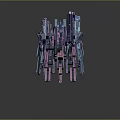 Futuristic 3D Robot Game Movie Character with Purple Pink Mechanical Structure Weaponry and Standing Pose