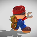 Mario Doll With Red Hat White M Blue Overalls Brown Shoes Holding Wrenches