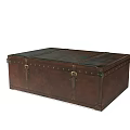 Vintage Brown Leather Trunk Decorative Ornament Set With Metal Buckles For Home Decor