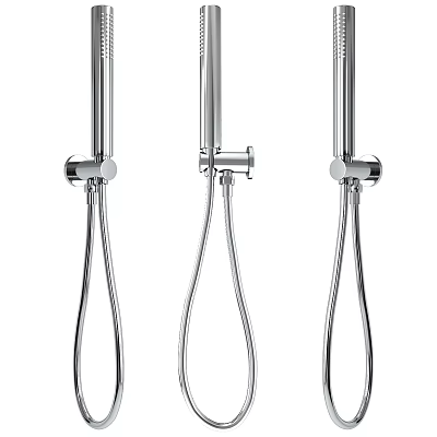 Three Modern Chrome Handheld Shower Heads With Sleek Flexible Hose For Bathroom 3d model