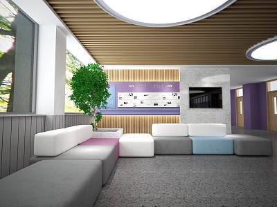 Modern Hall School Tsinghua Purple Hall model