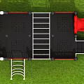 Red Fire Truck Themed Kids Playground Structure With Ladder And Slide On Green Grass