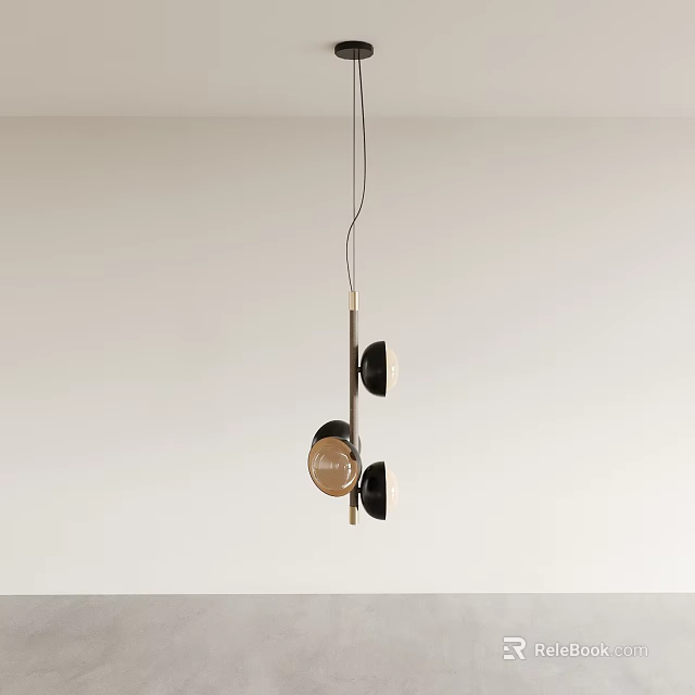 Modern Abstract Pendant Light With Black Gold Metal And Unique Geometric Design 3d model 