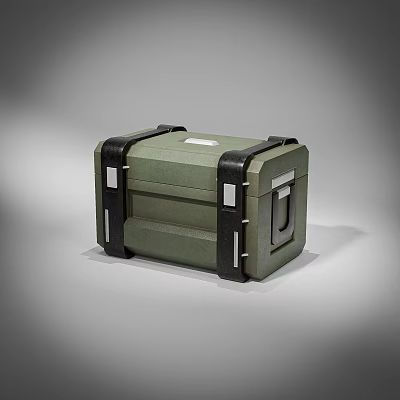 Green Hard Storage Case With Black Straps And Metal Buckles For Durable Use 3d model