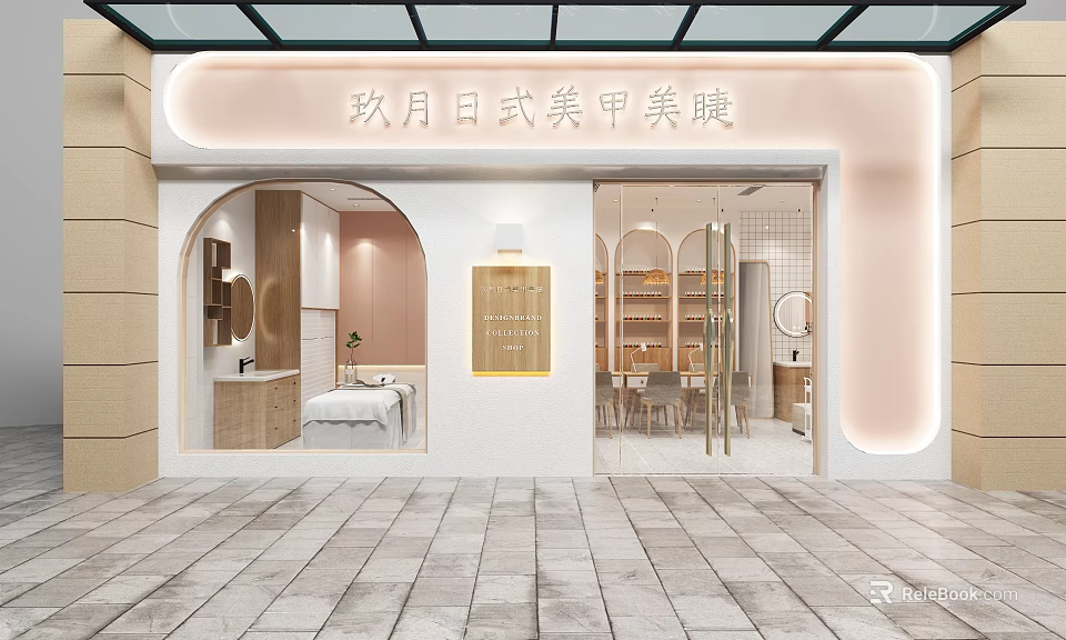 Japanese Style Nail Art And Eyelash Extension Beauty Salon With Modern Elegant Interior 3d model 