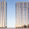 Modern High Rise Apartment Buildings With Glass Curtain Walls And Golden Frames Exterior Design