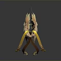 Ornate Winged Weapon With Golden Brown Decorative Straps And Spikes In Metallic Texture