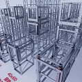 Construction Scaffolding Tower Crane And Metal Frame Structural Models Collection 3d model