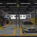 Mtian AI Aima Hall Automotive Shop With Multiple Garage Bays And Vehicle