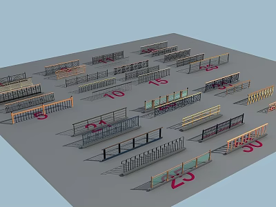 Different Types of Railings With Various Designs Styles and Specifications on 3d model