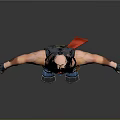 3D Warrior Character Model With Armored Outfit Red Belt And Blue Boots