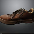 Brown Worn Leather Shoes With Laces And Thick Soles For Daily Use