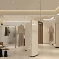 Modern Clothing Store with Curved Display Wall Mirrors White Counter And Lighting