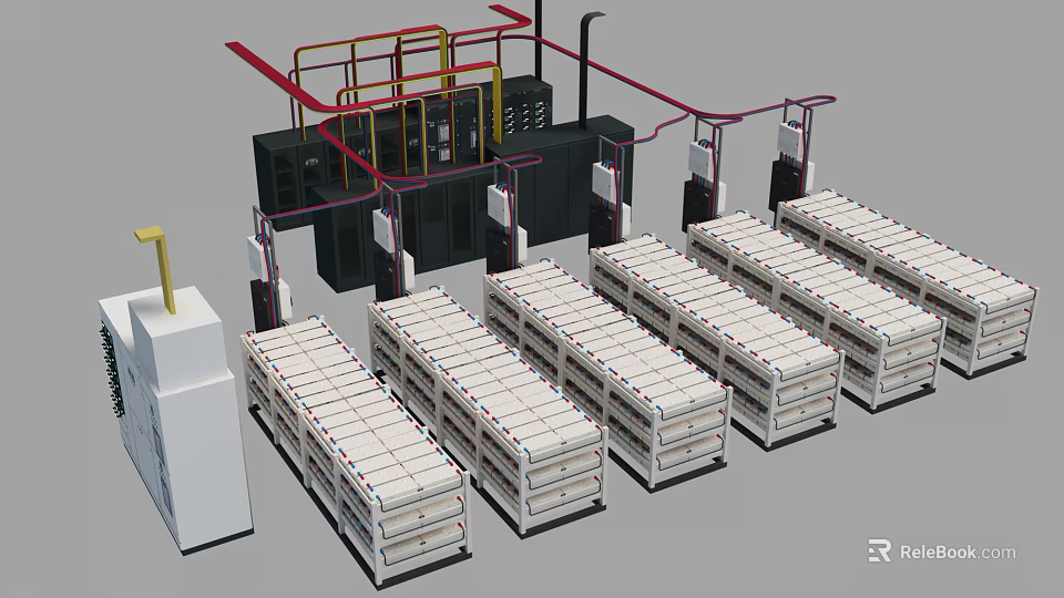 Data Center Computer Server Racks Setup With Multiple Network Equipment And Cabling Management 3d model 