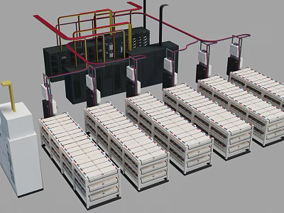 Data Center Computer Server Racks Setup With Multiple Network Equipment And Cabling Management 3d model