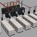 Data Center Computer Server Racks Setup With Multiple Network Equipment And Cabling Management 3d model