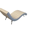 Tech Exhibition Hall Showcasing Modern Curved Tufted Lounge Chair With Black Slim Legs
