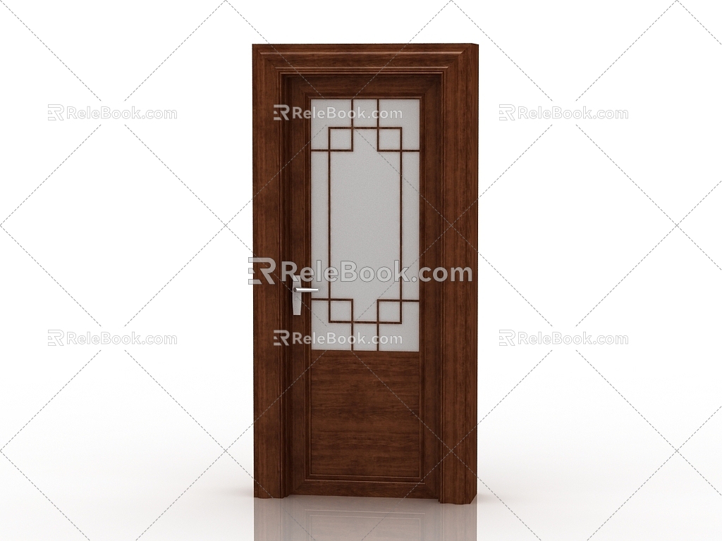 Jianou solid wood door interior door door 3d model