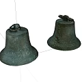 Two Piece Vintage Bronze Bell Ornament Set For Decorative