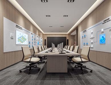 Meeting Conference Table Material Display Wall Products Wall Cloud Meeting Room 3d model