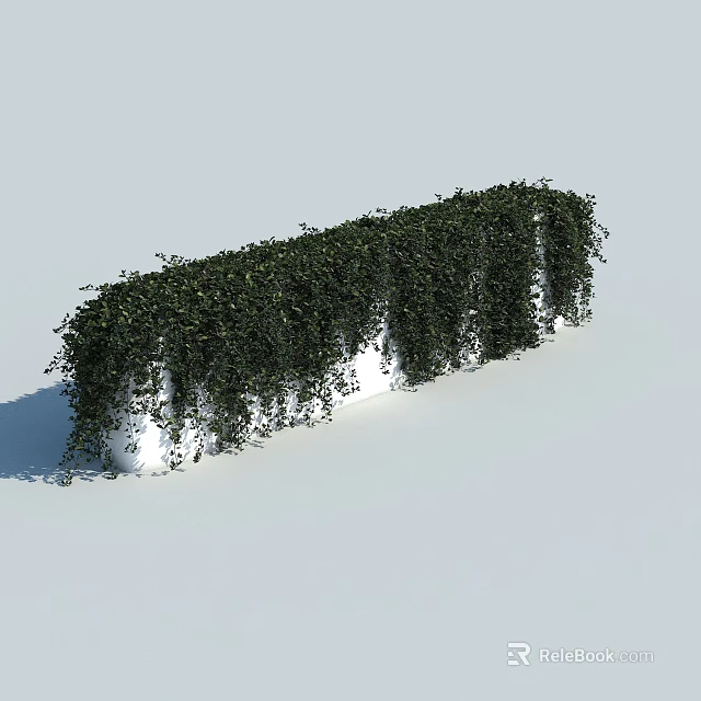 Lush Green Vines Covering White Long Structure Hanging Down Against Gray Background 3d model 
