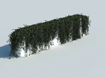 Lush Green Vines Covering White Long Structure Hanging Down Against Gray Background 3d model