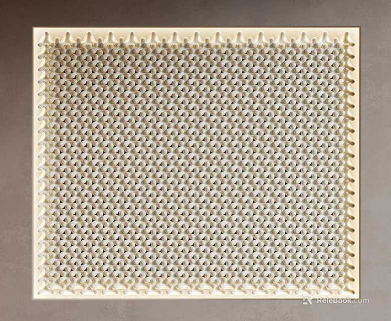 Light Ivory Wall Paneling With Intricate Geometric Grid Pattern For Interior Decor 3d model 