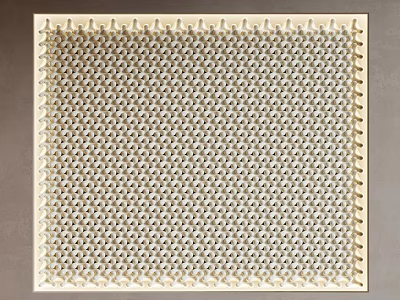 Light Ivory Wall Paneling With Intricate Geometric Grid Pattern For Interior Decor 3d model