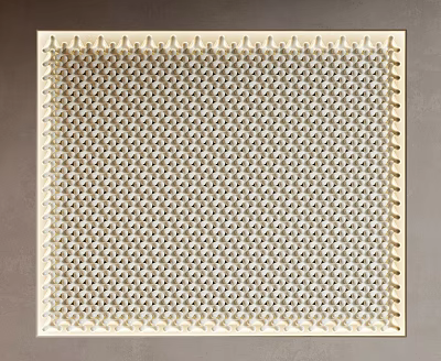 Light Ivory Wall Paneling With Intricate Geometric Grid Pattern For Interior Decor 3d model