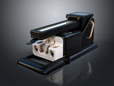 Retro Style Household Coffee Maker With Black White Body And Copper Accents 3d model