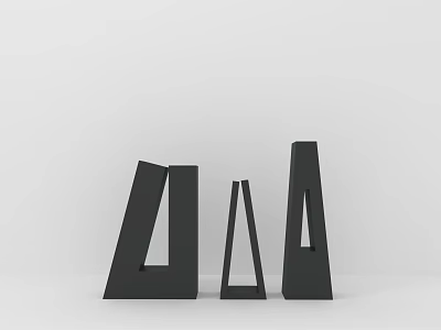 Minimalist Black Geometric Abstract Sculpture Decorative Ornament Set with Various Heights and Shapes 3d model