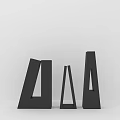 Minimalist Black Geometric Abstract Sculpture Decorative Ornament Set with Various Heights and Shapes