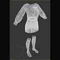 White Bow Detail Sweater And Brown Plaid Pleated Skirt Outfit With Belt Knee High Socks