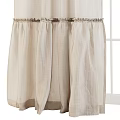 Elegant Soft Beige Linen Window Curtain with Ruffled Top Light Filtering Texture 3d model