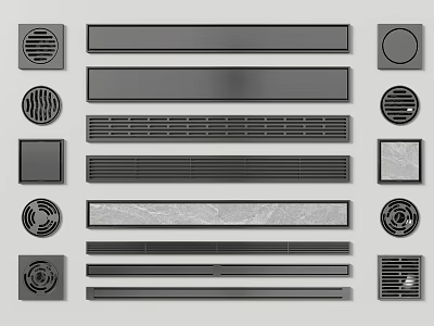 Bathroom Accessories With Various Grid Strip Round Design Patterns And Decorative Textures 3d model