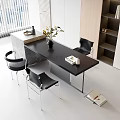 Modern Bar Counter Interior With Black Countertop Black Chairs Shelves Vase And Natural Light
