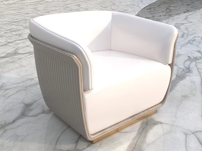 Modern Single Sofa With Ribbed Backrest Curved Armrests And Wooden Base 3d model